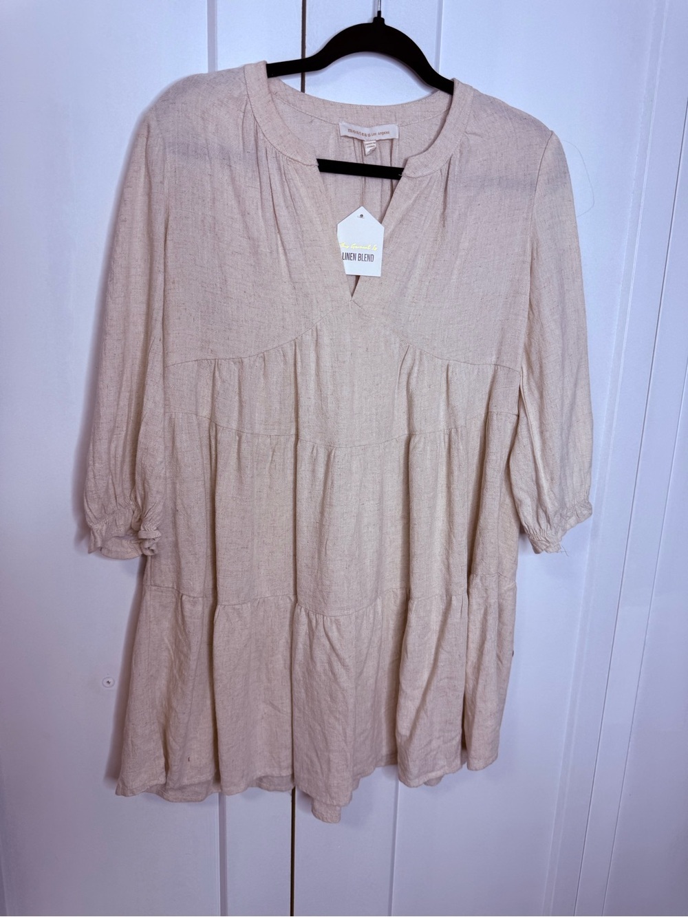 Light Beige Tiered Linen-Blend Tunic